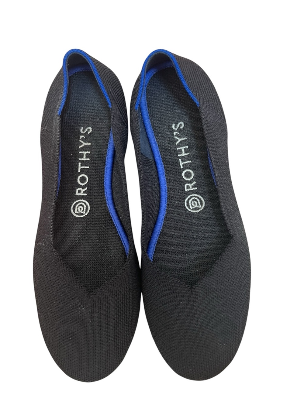 Rothy’s The Flat Black Blue Trim Knit Ballet Flats Shoes Size 8 Comfortable